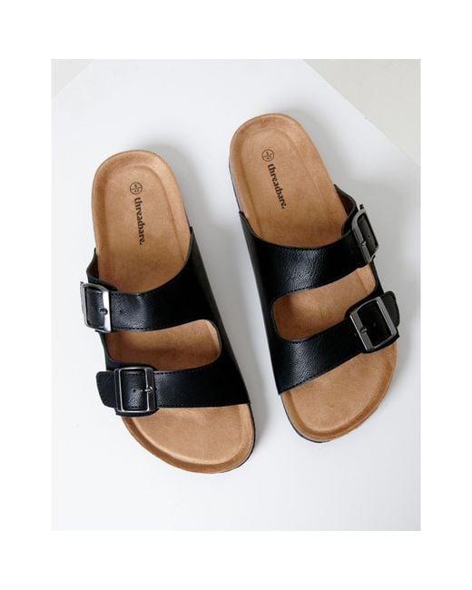Threadbare Black Atticus Flat Sandal for men