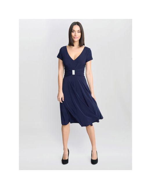 Gina Bacconi Blue Elsa Jersey Cocktail Dress