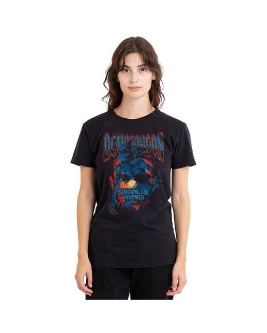 Stranger Things Black Demogorgon Band Ladies T Shirt Bl