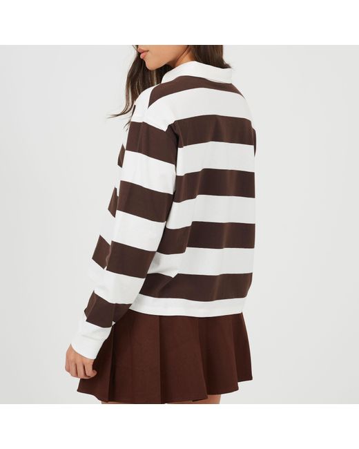 Brave Soul Multicolor Bs Rugby Style Long Sleeve Top With Stripe