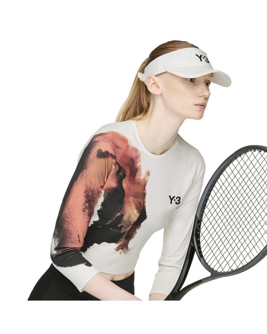 Y-3 White Tennis Pro Cropped Long Sleeve T-Shirt
