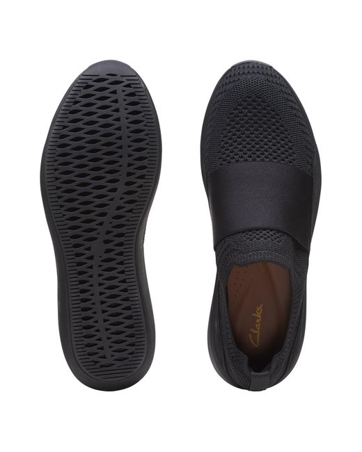 Clarks Black Textile Slip On Trainers