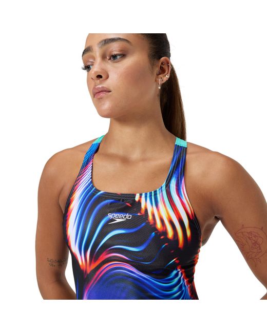 Speedo Blue All Over Print One Piece Swimsuit
