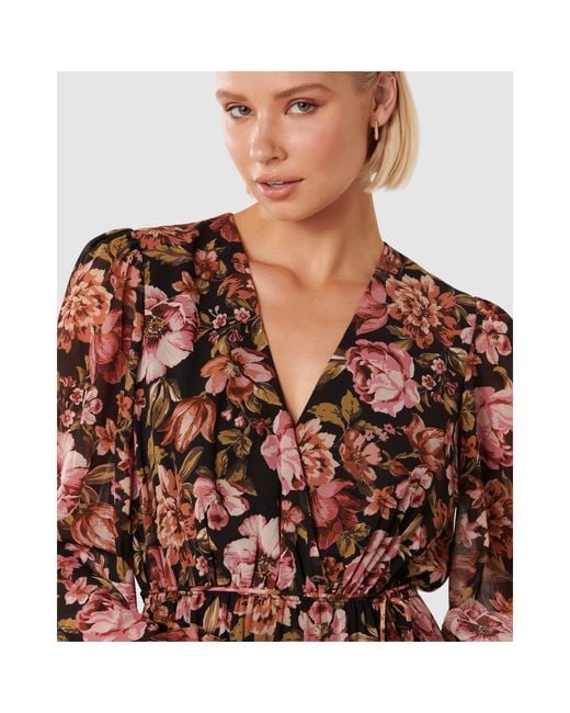 Forever New Brown Maria Ruffle Maxi Dress