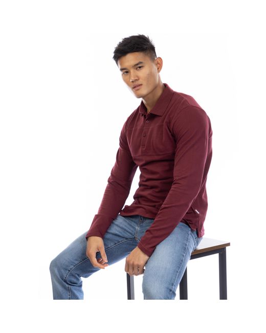 Peter Werth Red Noaks Long Sleeve Polo Shirt for men