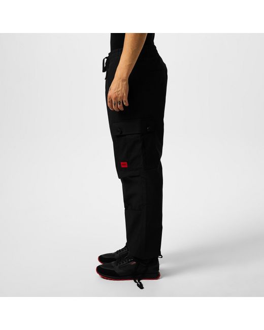 HUGO Black Ripstop Cargo Trousers for men