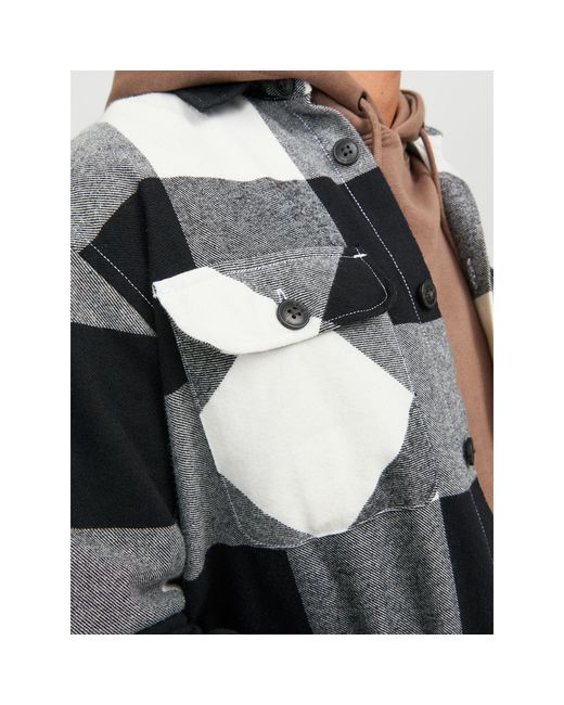 Jack & Jones Gray Buffalo Check Overshirt for men