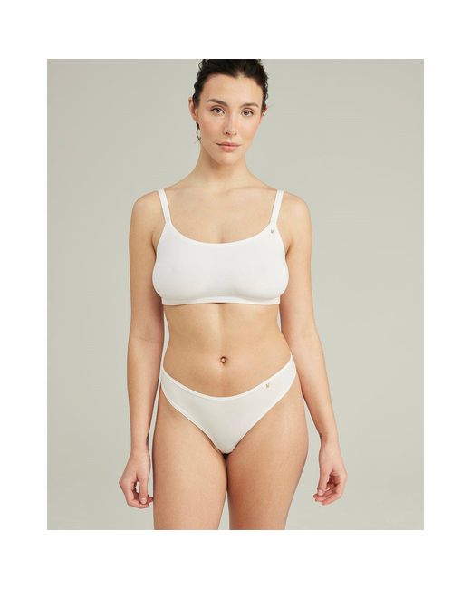 Nudea White The Dipped Thong Second Skin Stretch