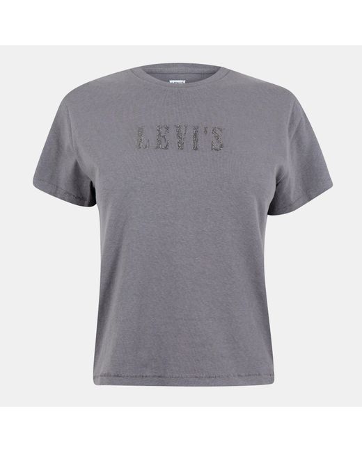Levi's Gray Graphic Classic Rhinestone T-Shirt