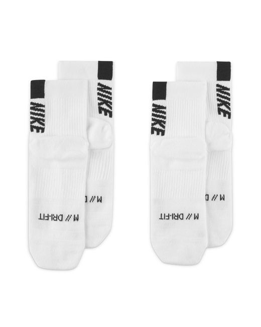 Nike White Ankle 2 Pack Running Socks