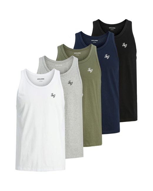Jack & Jones Green 5 Pack Vest Top for men
