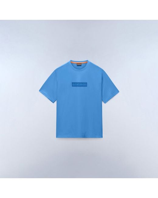 Napapijri Blue Nap Box Logo Short Sleeve T-Shirt for men