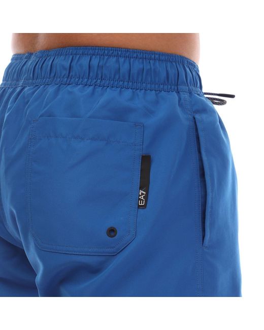 EA7 Blue Logo Tape Swim Shorts for men