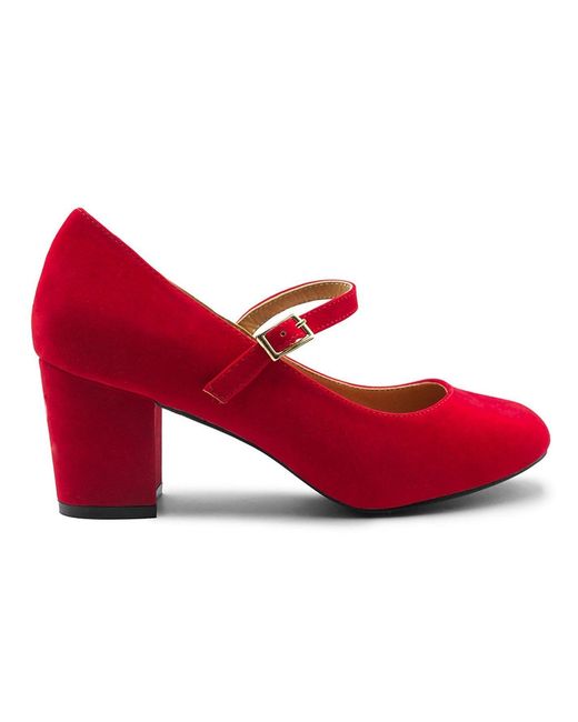 Where's That From Red Araceli Block Heel Pumps