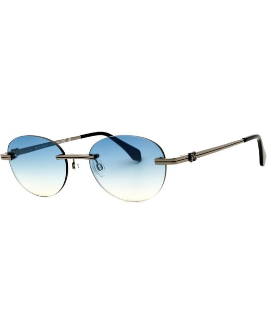 Palm Angels Blue Crystal Rectangle Sunglasses