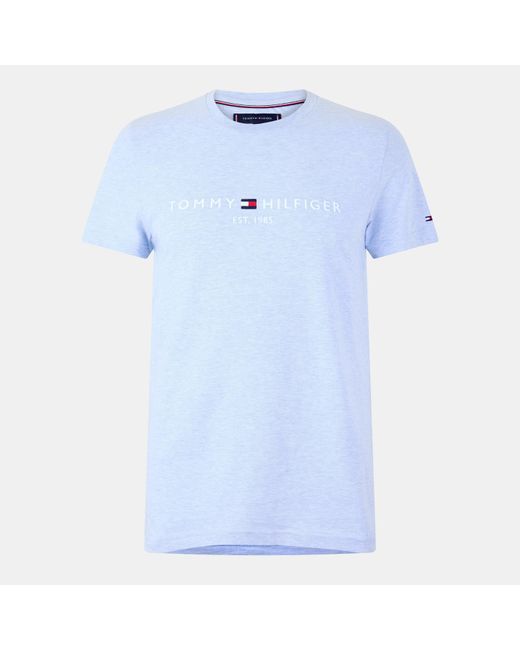 Tommy Hilfiger Blue Logo Crew Neck T Shirt for men