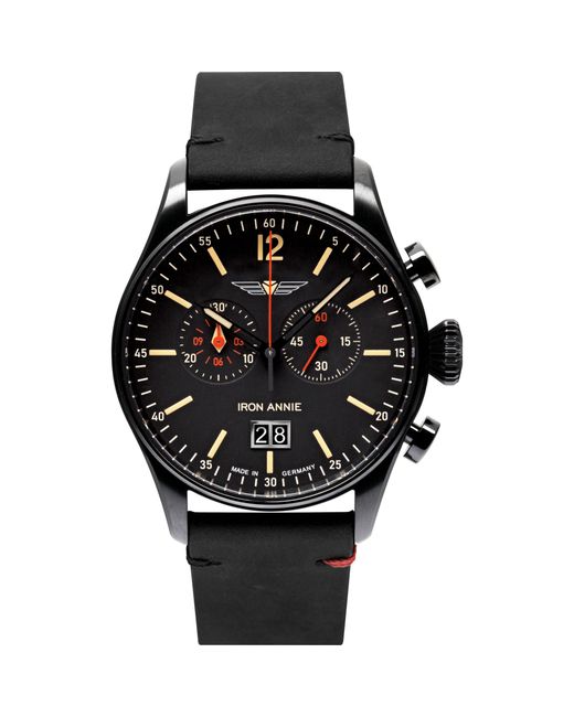 IRON ANNIE Black Flight Control Stainless Steel Classic Analogue Watch for men