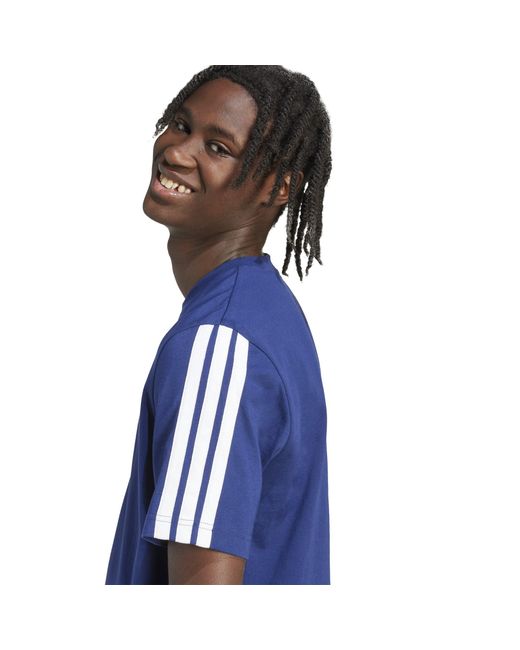 Adidas Blue Essentials 3-Stripes T-Shirt for men
