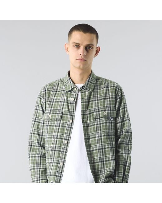 Pretty Green Green Thornley Check Long-Sleeve Patterned Shirt for men