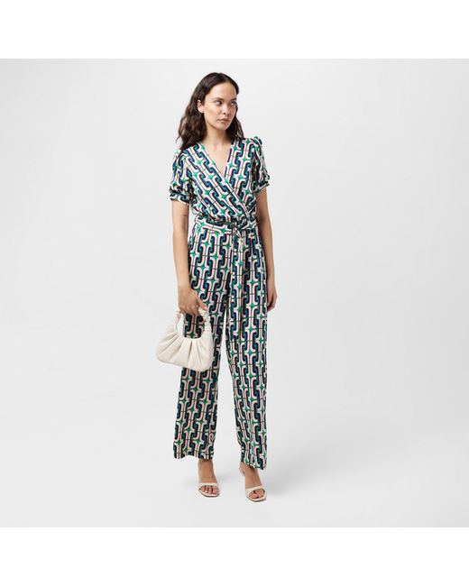 AX Paris Multicolor Geometric Printed Wrap Top Belted Jumpsuit