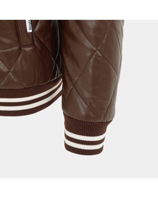 Firetrap Brown Faux Leather Button Long Sleeve Quilted Jacket for men