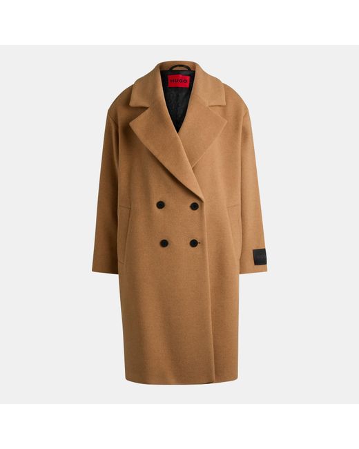 HUGO Brown Tailored Overcoat