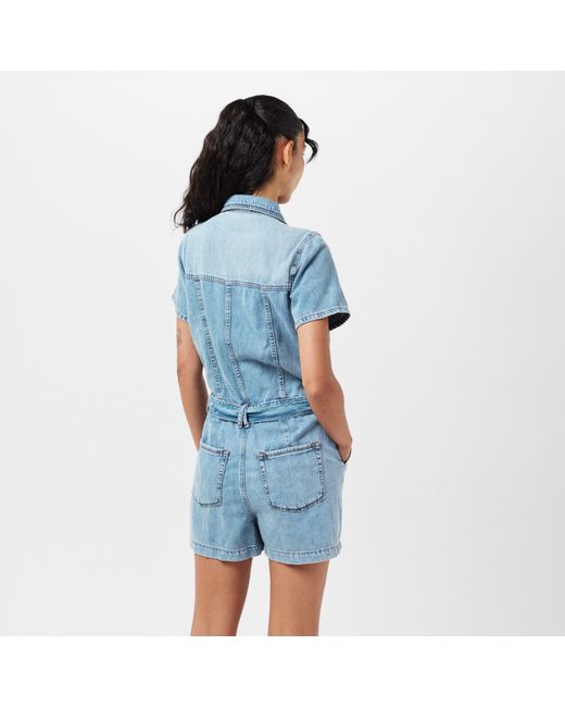 GOOD AMERICAN Blue Linen Lightweight Playsuit
