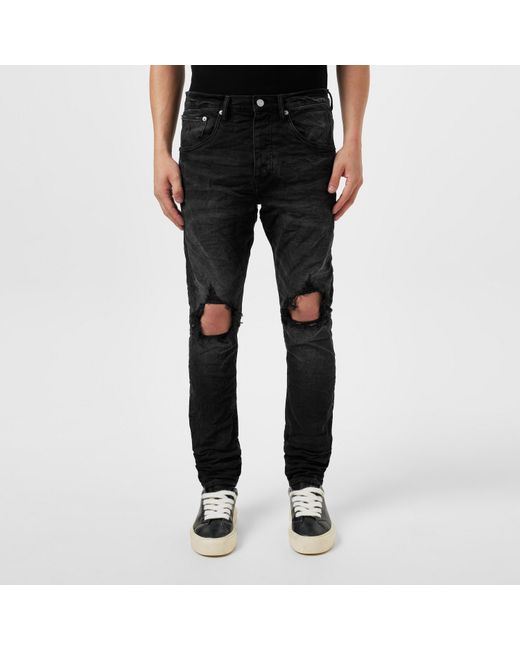 Purple Brand Black Mid Rise Distressed Jeans for men