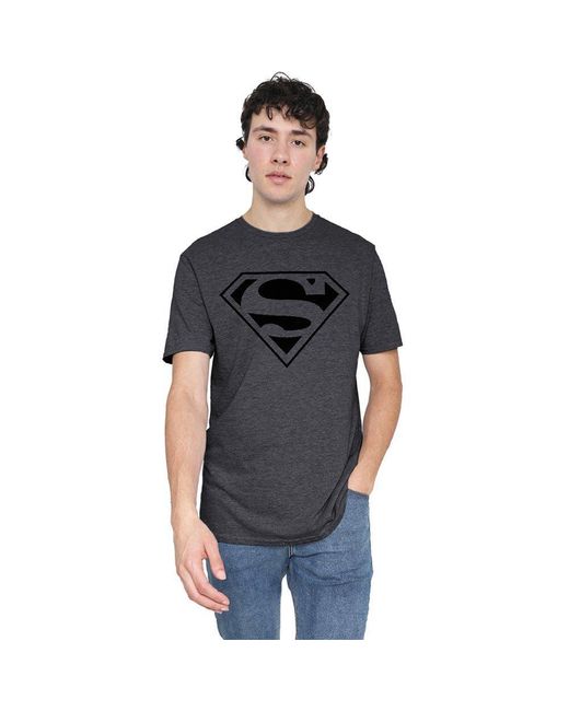 Dc Comics Black Mono Superman Cotton T-Shirt for men