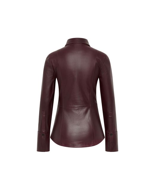 St. Agni Purple Panelled Leather Shirt