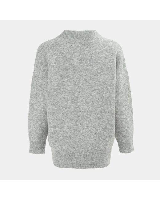 Miso Gray Knit V Neck Button Cardigan