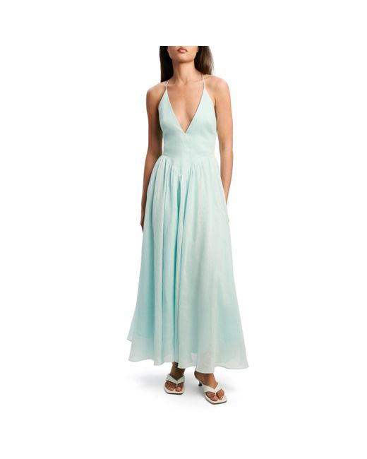 Bardot Blue Arletha Halter Cotton Maxi Dress