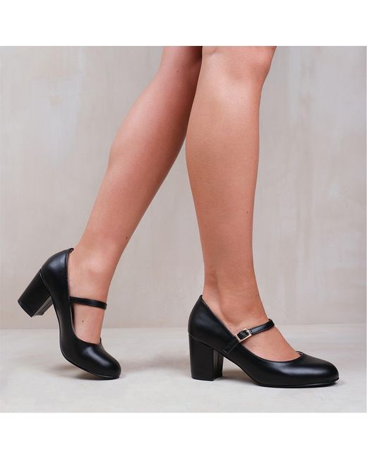 Where's That From Black Araceli Block Heel Pumps