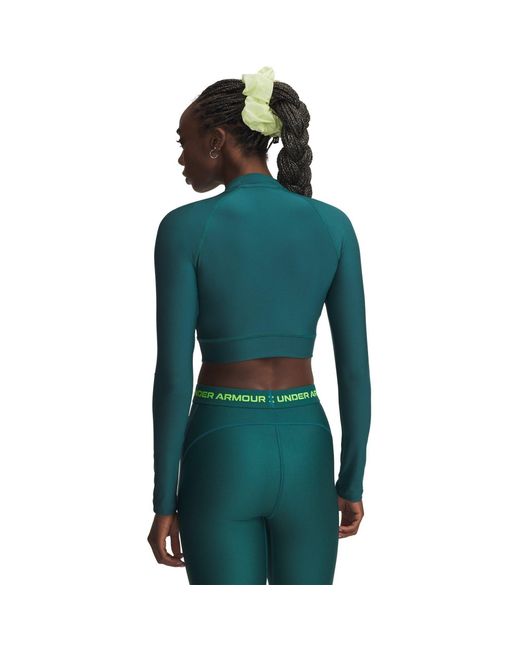 Under Armour Green Heatgear Crop Mock Long Sleeve Rack Hyper