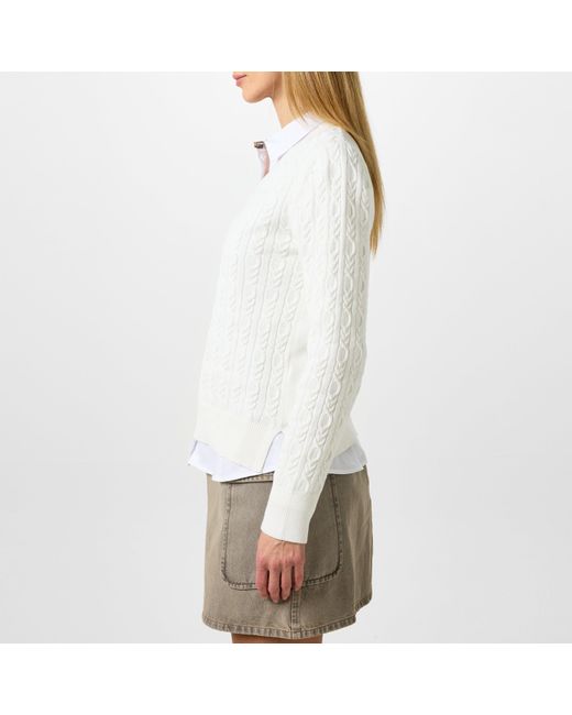 Barbour White Hampton V-Neck Knit