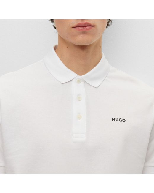 HUGO White Donos Polo Shirt for men
