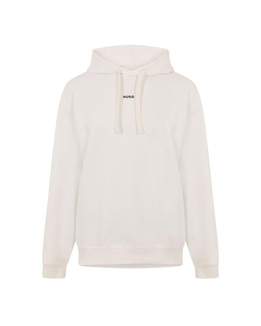 HUGO White Logo Hoodie for men