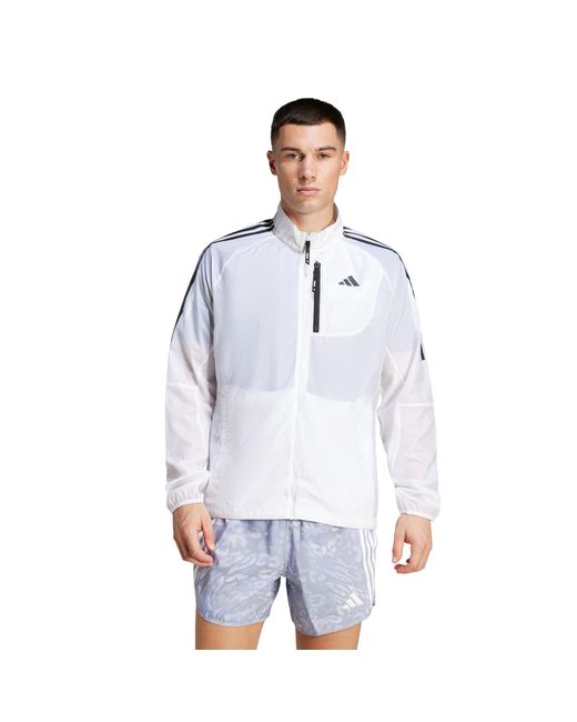 Adidas White Otr 3S Performance Running Jacket for men