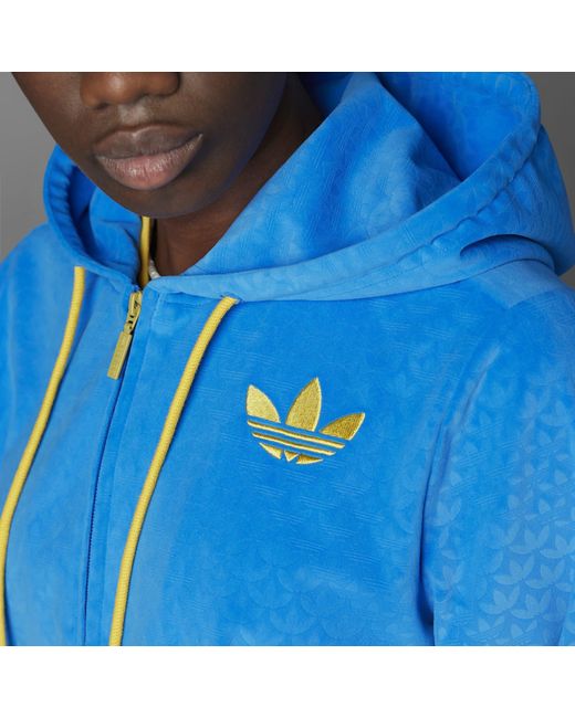 Adidas Originals Blue Adidas Adicolour 70S Velour Zip Hoodie