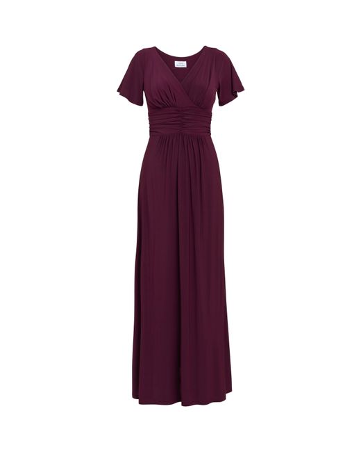 Gina Bacconi Purple Elena Jersey Maxi A-Line Dress