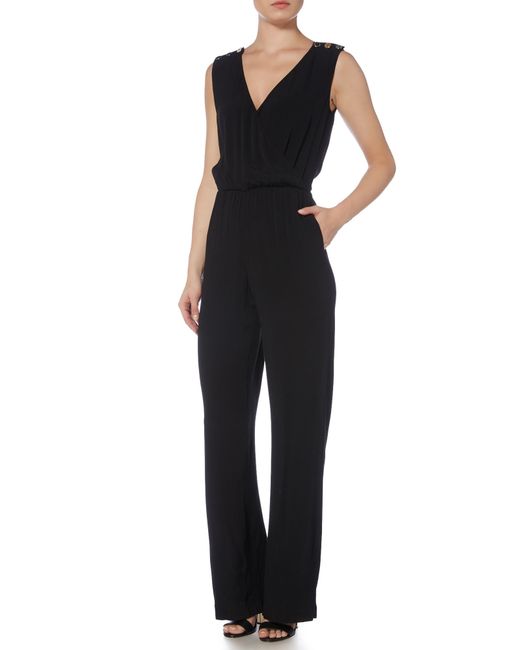 Armani jeans Sleeveless Button Shoulder Jumpsuit in Black | Lyst