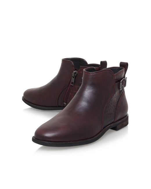 flat croc ankle boots