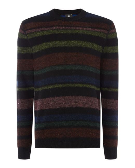 Ps by paul smith Multi Stripe Knitted Jumper in Black for Men | Lyst