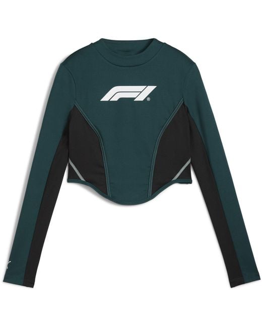 PUMA Green F1 Lifestyle Racing Long Sleeve Corset Top