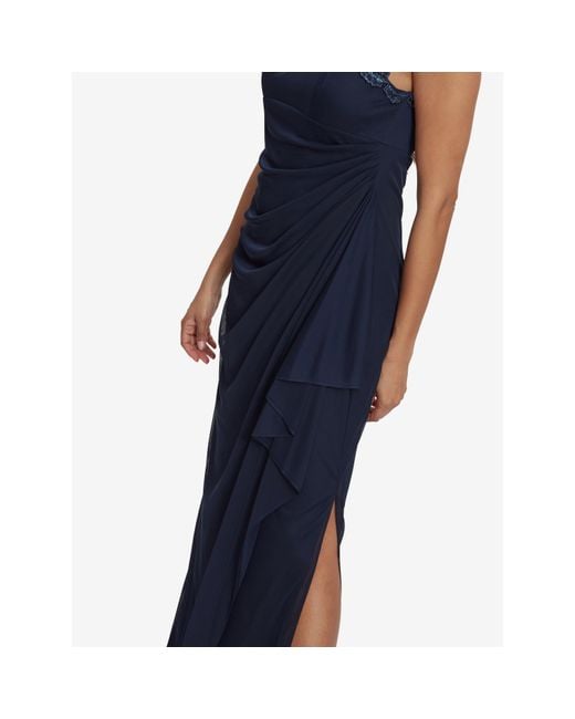 Gina Bacconi Blue Eleanor Maxi Mesh Dress With Cutout Back