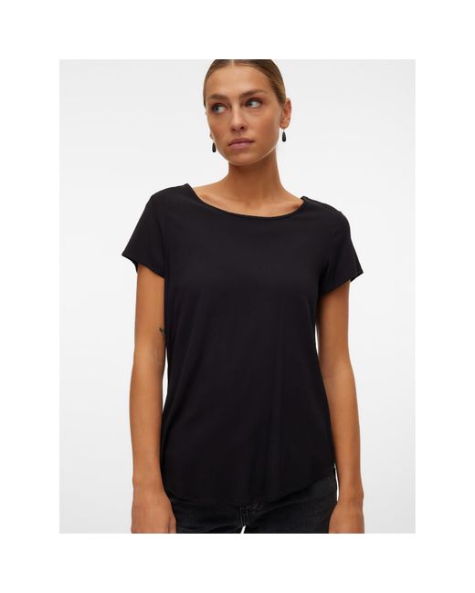 Vero Moda Black Bella Short-Sleeve Regular Fit T-Shirt