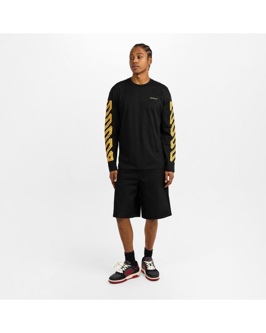 Off-White c/o Virgil Abloh Black Tape Cotton Long Sleeve T-Shirt for men