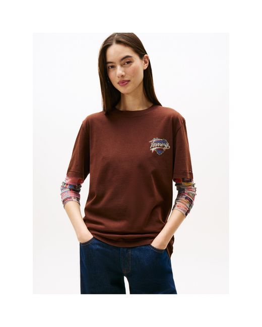 Tommy Hilfiger Brown Wash Heart Heart Graphic T-Shirt