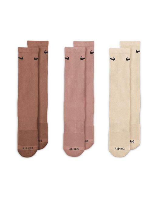 Nike Brown 3 Pack Crew Socks for men