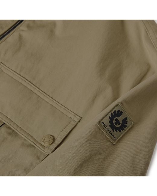 Belstaff Green Stride Zip Collar Long Sleeve Overshirt for men